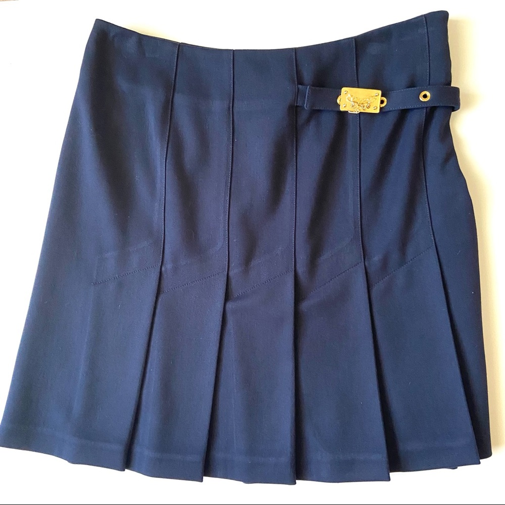St. John Collection by Marie Gray Navy Blue Pleated Mini Skirt
